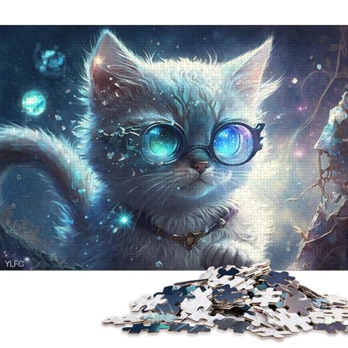 1000-teiliges Puzzle für Erwachsene, magisches Kätzchen, Krieger, Puzzle für Erwachsene, Holzpuzzle, Spielzeug, Wanddekoration 38x26cm/1000 Teile von LiJianXXE