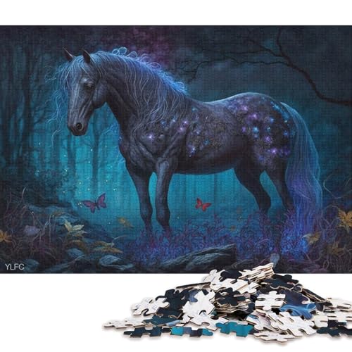 1000-teiliges Puzzle für Erwachsene, magisches Pferd, Tiere, Puzzle für Erwachsene, Holzpuzzle, Spielzeug, Wanddekoration 38x26cm/1000 Teile von LiJianXXE