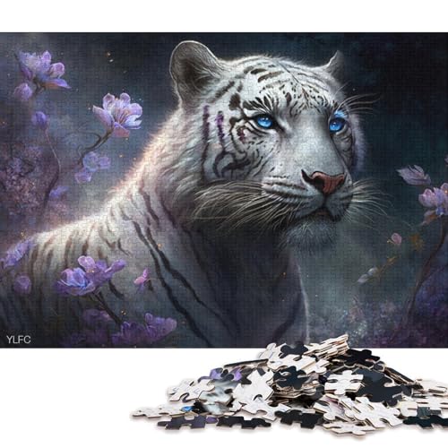 1000-teiliges Puzzle für Erwachsene, weißer Tiger im Dschungel, Puzzles für Holzpuzzles, Spielzeug, Denkspiel 75x50cm/1000 Teile von LiJianXXE