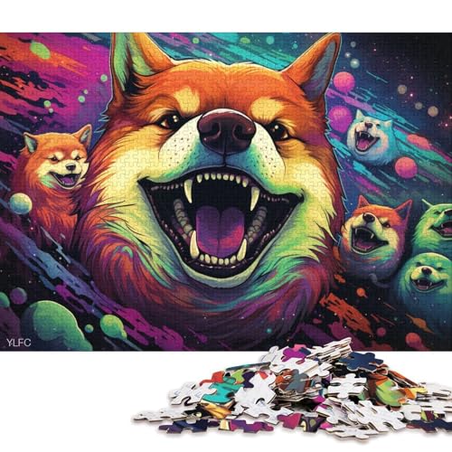 1000-teiliges Puzzle für Erwachsene, wütender Shiba Inu, Puzzles für Holzpuzzles, Spielzeug, Denkspiel 38x26cm/1000 Stück von LiJianXXE