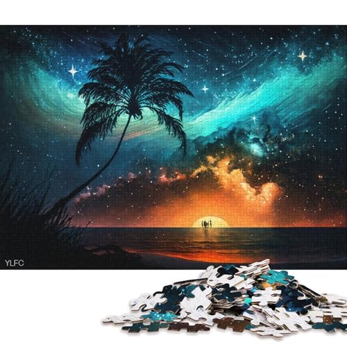 1000-teiliges Puzzle für Erwachsene und Kinder, Cosmic Art Beach-Puzzle für Erwachsene, Kartonpuzzle, Heimdekoration (Größe 38 * 26 cm) von LiJianXXE