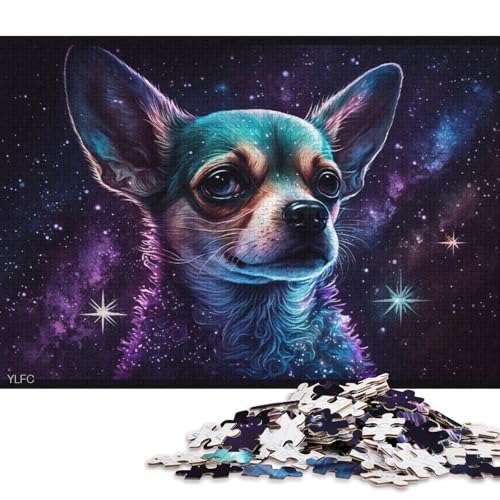 1000-teiliges Puzzle für Erwachsene und Kinder, Galaxy Cosmic Chihuahua-Puzzle für Erwachsene, Holzpuzzle, Heimdekoration (Größe 75 * 50 cm) von LiJianXXE