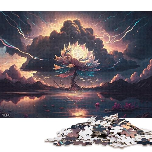 1000-teiliges Puzzle für Erwachsene und Kinder, Kunst-Lotusblumen-Puzzle für Holzpuzzle, Heimdekorations-Puzzle 38x26cm/1000 Stück von LiJianXXE