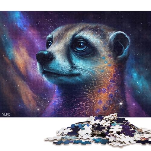 1000-teiliges Puzzle für Erwachsene und Kinder, kosmisches Tier-Erdmännchen-Puzzle für Erwachsene, Kartonpuzzle, Heimdekoration (Größe 38 * 26 cm) von LiJianXXE