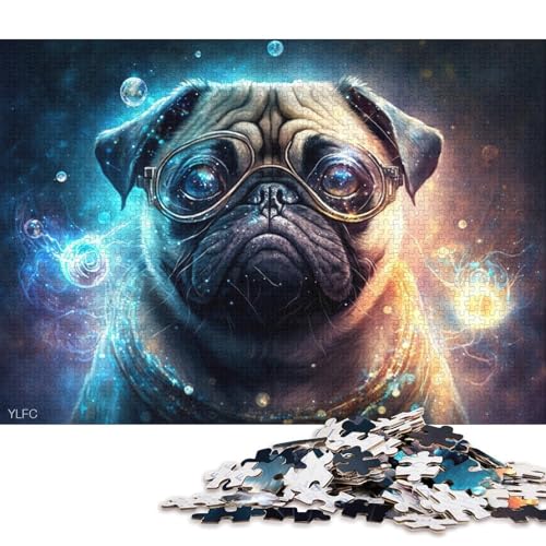 1000-teiliges Puzzle für Erwachsene und Kinder, magischer Mops-Krieger, Puzzle für Erwachsene, Karton-Puzzle, Heimkunst-Dekor (Größe 38 * 26 cm) von LiJianXXE