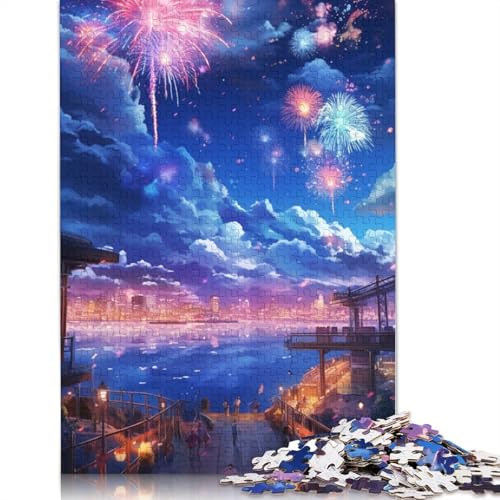 1000-teiliges Puzzle im Anime-Stil, Nachtszene, Puzzle für Erwachsene, Kartonpuzzle, zum Dekomprimieren, geistiges Lernspielzeug, Größe: 38 x 26 cm von LiJianXXE