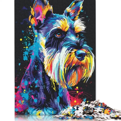 1000-teiliges Puzzle mit Hundemotiv Standardschnauzer, Kartonpuzzle, Lernspielzeug, Größe: 38 x 26 cm von LiJianXXE