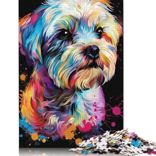 1000-teiliges Puzzle mit Malteser-Hund, Kunst-Puzzle für Erwachsene, Kartonpuzzle, Lernspiel für Erwachsene und Kinder, Größe: 38 x 26 cm von LiJianXXE