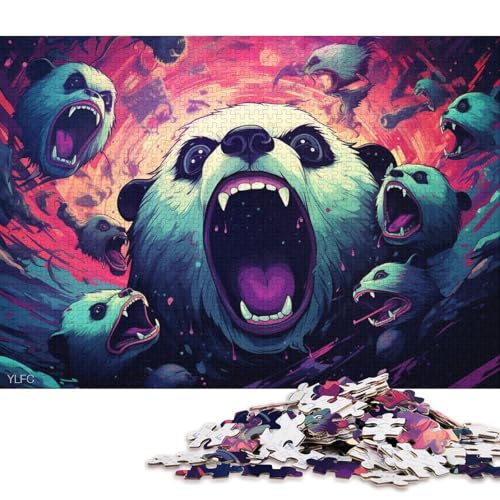 1000-teiliges Puzzlespiel Angry Panda, Puzzle für Erwachsene, Holzpuzzle, Familienunterhaltungsspielzeug 38x26cm/1000 Teile von LiJianXXE