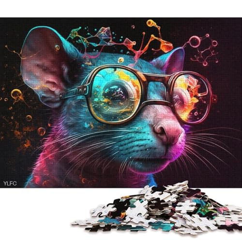 1000-teiliges Puzzlespiel Maus mit Brille, Puzzle aus Karton, Lernspielzeug (Größe 38 * 26 cm) von LiJianXXE