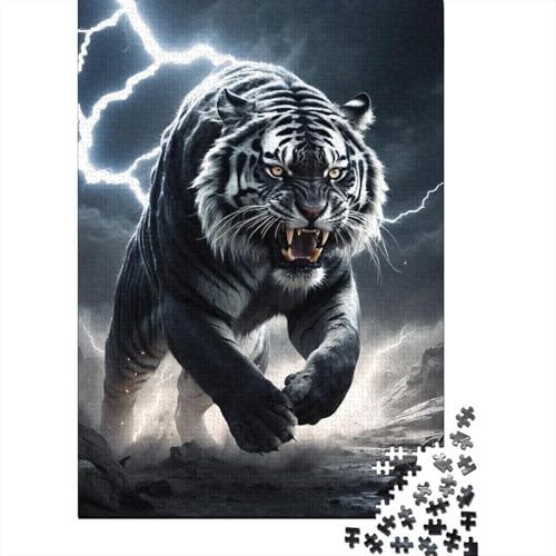 Art Tigers Holzpuzzle für Erwachsene, Puzzlespielzeug, 1000 Teile, Puzzle für Erwachsene, ganze Familie und die (Größe 75 x 50 cm) von LiJianXXE