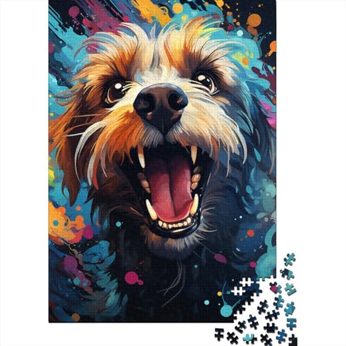 Bunter Psychedelischer Hund mit Unterwasser-Terrier, Puzzle 1000 Teile, Puzzle für Erwachsene, Denkspiel, Puzzle-Spielzeug für Erwachsene und Kinder (Größe 75 x 50 cm) von LiJianXXE