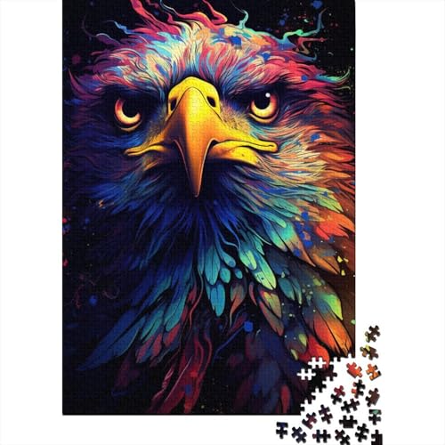 Buntes psychedelisches Adler-Puzzle 1000 Teile, Puzzle für Erwachsene, Denkspiel, Puzzle-Spielzeug für Erwachsene und Kinder (Größe 75 x 50 cm) von LiJianXXE