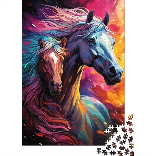 Buntes psychedelisches Feuerpferd-Puzzle 1000 Teile, Puzzle für Erwachsene, Denkspiel, Puzzle-Spielzeug für Erwachsene und Kinder (Größe 75 x 50 cm) von LiJianXXE