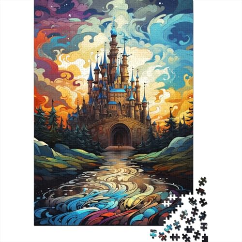 Buntes psychedelisches Schloss-Puzzle 1000 Teile, Puzzle für Erwachsene, Denkspiel, Puzzle-Spielzeug für Erwachsene und Kinder (Größe 75 x 50 cm) von LiJianXXE