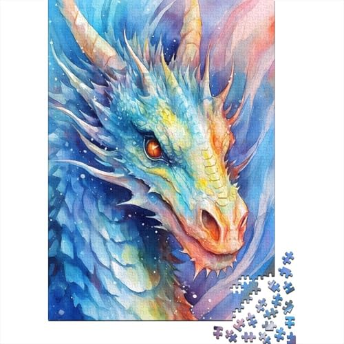 Drachen-Aquarell-Puzzle für Erwachsene und Teenager, 1000 Teile, Puzzlespiel, Spielzeug für Erwachsene, Familienpuzzle, Geschenk (Größe 75 x 50 cm) von LiJianXXE