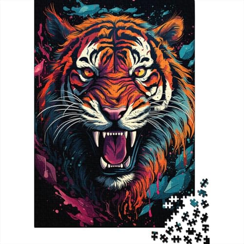 Fantasie-Puzzle mit farbenfrohem Tiger, 1000 Teile, Puzzle für Erwachsene, Denkspiel, Puzzle-Spielzeug für Erwachsene und Kinder (Größe 75 x 50 cm) von LiJianXXE