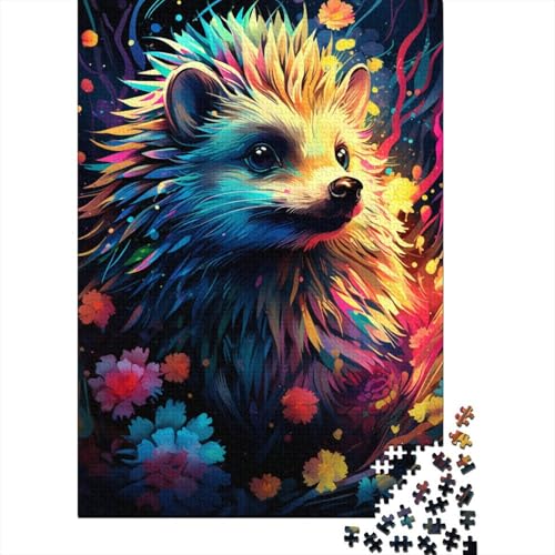 Farbmalerei-Igel-Puzzle 1000 Teile, Puzzle für Erwachsene, Denkspiel, Puzzle-Spielzeug für Erwachsene und Kinder (Größe 75 x 50 cm) von LiJianXXE