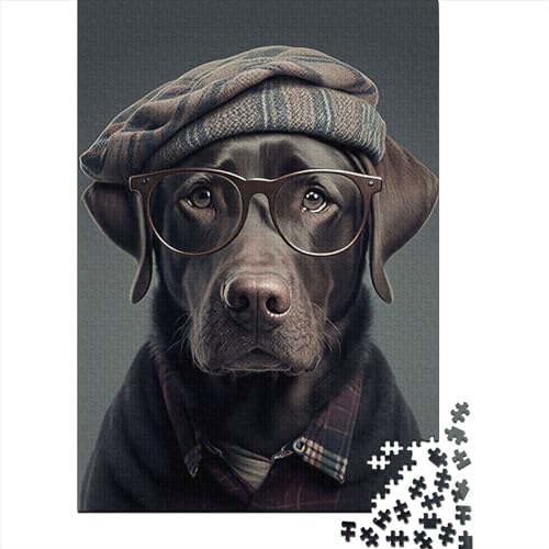 Hipster-Hund in Kleidung, Puzzles für Erwachsene, 1000 Puzzles, Puzzles für Erwachsene, Puzzle-Spielzeug, Puzzles für Erwachsene, Lernspiel, Herausforderungsspielzeug (Größe 75 x 50 cm) von LiJianXXE