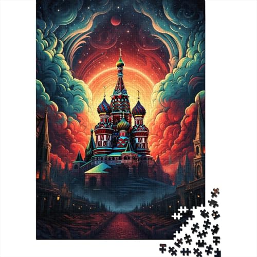 Kreatives Puzzle mit 1000 Teilen, Russland, rotes Quadrat, rechteckiges Puzzle, Lernspielzeug, Geschenk für Kinder und Erwachsene (Größe 75 x 50 cm) von LiJianXXE