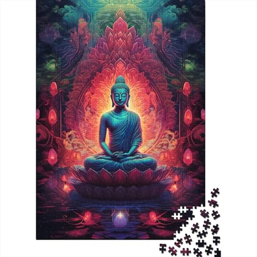 Kreatives Puzzle mit 1000 Teilen, farbenfrohe Buddha-Statue, rechteckiges Puzzle, Lernspielzeug, Geschenk für Kinder und Erwachsene (Größe 75 x 50 cm) von LiJianXXE