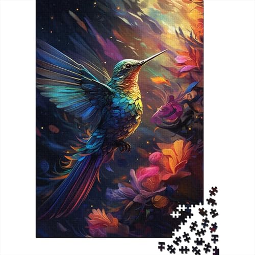 Kreatives Puzzle mit 1000 Teilen, farbenfrohe Psychedelie galaktischer Kolibris, rechteckiges Puzzle, Lernspielzeug, Geschenk für Kinder und Erwachsene (Größe 75 x 50 cm) von LiJianXXE