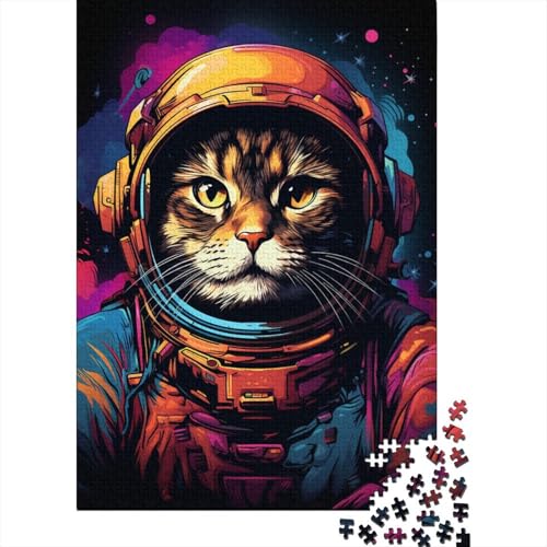 Kreatives Puzzle mit 1000 Teilen, farbenfrohes Weltraum-Katzen-Puzzle, rechteckiges Puzzle, Lernspielzeug, Geschenk für Kinder und Erwachsene (Größe 75 x 50 cm) von LiJianXXE