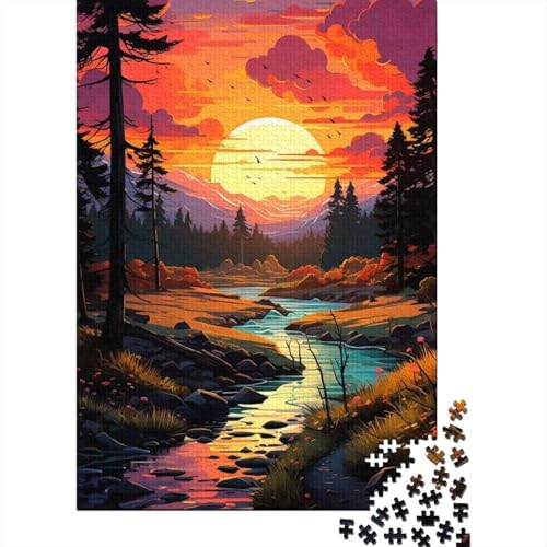 Kunstpuzzle für Erwachsene 1000 Teile, Landschaft, Sonnenaufgang, Fluss für Erwachsene, schwierige Puzzles, Lernspiel, Herausforderungsspielzeug (Größe 75 x 50 cm) von LiJianXXE