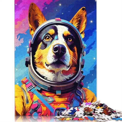 Lustiges Puzzle für Erwachsene, 1000 Teile, Astronaut, Deutscher Schäferhund, Puzzle für Erwachsene, Holzpuzzle, Spielzeug, Denkspiel, 75 x 50 cm von LiJianXXE