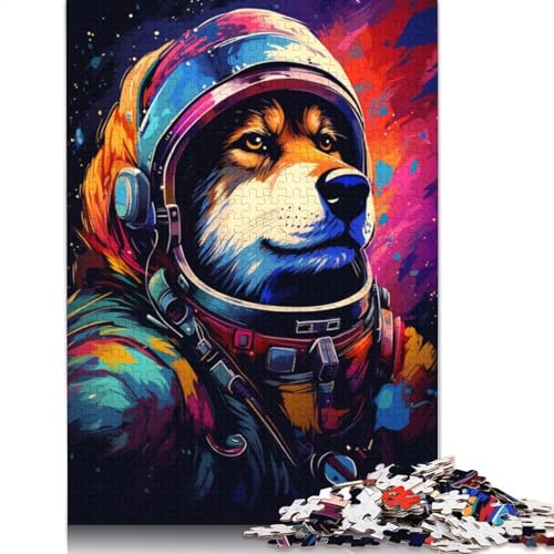 Lustiges Puzzle für Erwachsene, 1000 Teile, Astronauten-Husky-Puzzle, Holzpuzzle, tolles Geschenk für Erwachsene, 75 x 50 cm von LiJianXXE