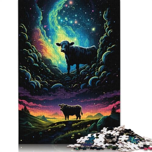 Lustiges Puzzle für Erwachsene, 1000 Teile, Kühe im Weltraum, Puzzle für Erwachsene, Papppuzzle, Spielzeug, Denkspiel, 38 x 26 cm von LiJianXXE