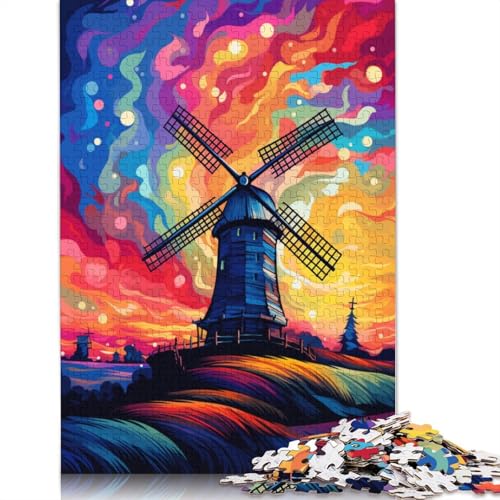 Lustiges Puzzle für Erwachsene, 1000 Teile, Kunst-Windmühlen-Puzzle für Erwachsene, Holzpuzzle, Spielzeug, Denkspiel, 75 x 50 cm von LiJianXXE