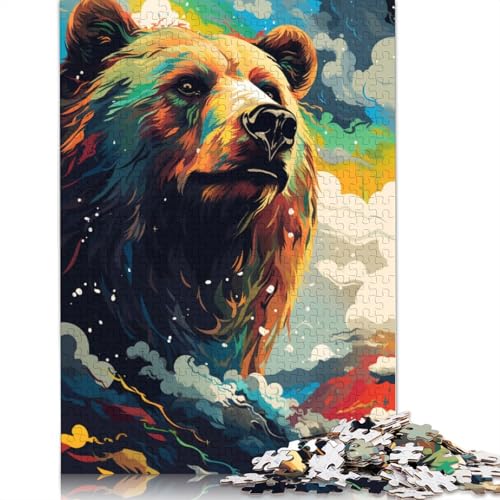 Lustiges Puzzle für Erwachsene, 1000 Teile, Tier-Braunbär, Puzzle für Erwachsene, Holzpuzzle, Spielzeug, Denkspiel, 75 x 50 cm von LiJianXXE