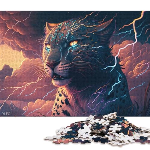 Lustiges Puzzle für Erwachsene, 1000 Teile, Tier-Leoparden-Puzzle, Holzpuzzle, Lernspiel, Herausforderungsspielzeug 75x50cm/1000 Teile von LiJianXXE