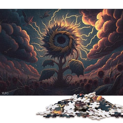 Lustiges Puzzle für Erwachsene, 1000 Teile, Traum-Sonnenblumen-Puzzle, Holzpuzzle, Lernspiel, Herausforderungsspielzeug 38x26cm/1000 Teile von LiJianXXE