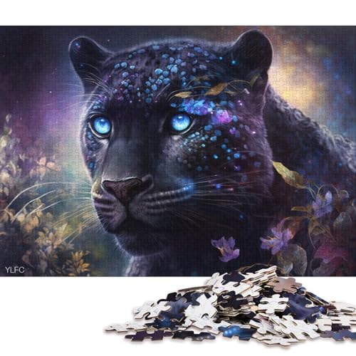 Lustiges Puzzle für Erwachsene, 1000 Teile, Wild Black Leopard Puzzle, Holzpuzzle, Lernspiel, Herausforderungsspielzeug 75x50cm/1000 Teile von LiJianXXE