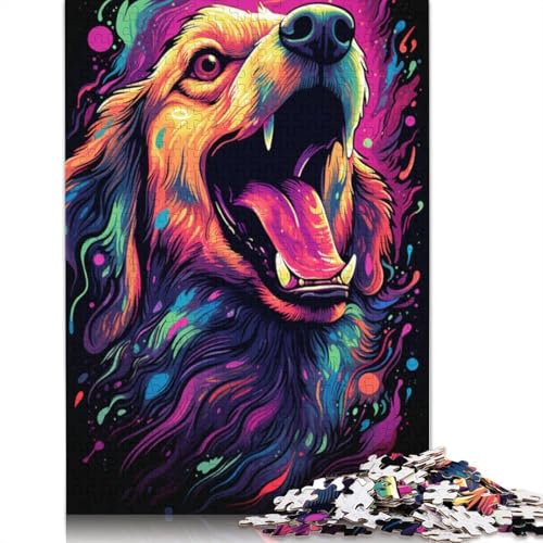 Lustiges Puzzle für Erwachsene, 1000 Teile, Wütender Golden Retriever, Puzzle für Erwachsene, Holzpuzzle, Spielzeug, Denkspiel, 75 x 50 cm von LiJianXXE