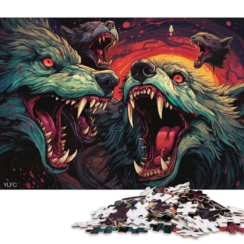 Lustiges Puzzle für Erwachsene, 1000 Teile, Wütender Wolf-Puzzle, Holzpuzzle, Lernspiel, Herausforderungsspielzeug 38x26cm/1000 Teile von LiJianXXE