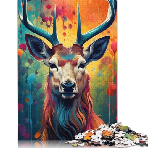 Lustiges Puzzle für Erwachsene, 1000 Teile, farbenfrohes Fantasie-Hirsch-Puzzle für Erwachsene, Papppuzzle, pädagogisches Spielzeug zum Stressabbau, Puzzlegröße: 38 x 26 cm von LiJianXXE