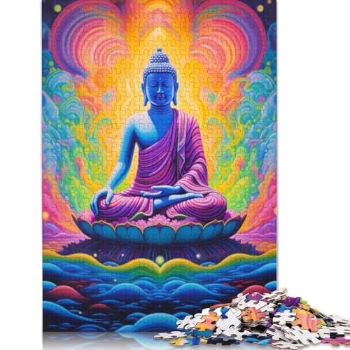 Lustiges Puzzle für Erwachsene, 1000 Teile, farbenfrohes Graffiti-Buddha-Puzzle für Erwachsene, Papppuzzle, pädagogisches Spielzeug zum Stressabbau, Puzzlegröße: 38 x 26 cm von LiJianXXE