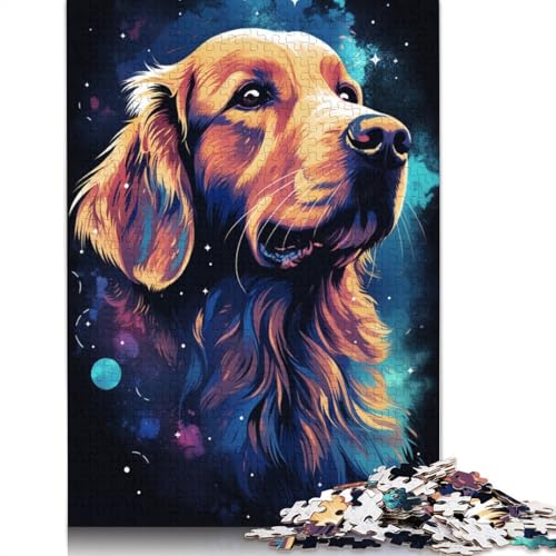 Lustiges Puzzle für Erwachsene, 1000 Teile, kosmisches Golden Retriever-Puzzle für Erwachsene, Holzpuzzle, Spielzeug, Denkspiel, 75 x 50 cm von LiJianXXE