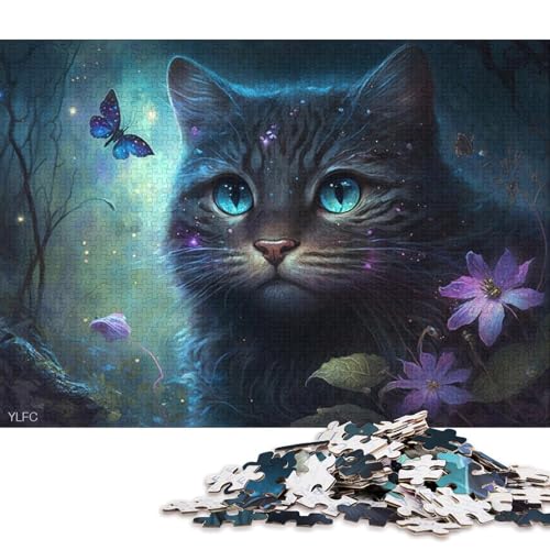 Lustiges Puzzle für Erwachsene, 1000 Teile, magisches Katzen-Puzzle, Holzpuzzle, Lernspiel, Herausforderungsspielzeug 38x26cm/1000 Teile von LiJianXXE