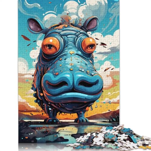 Lustiges Puzzle für Erwachsene, 1000 Teile, süßes Nilpferd-Roboter-Puzzle für Erwachsene, Kartonpuzzle, Spielzeug, Denkspiel, 38 x 26 cm von LiJianXXE