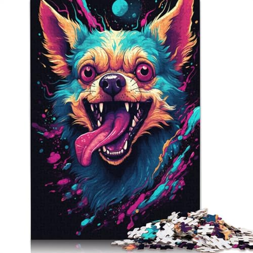 Lustiges Puzzle für Erwachsene, 1000 Teile, wütender Chihuahua, Puzzle für Erwachsene, Holzpuzzle, Spielzeug, Denkspiel, 75 x 50 cm von LiJianXXE