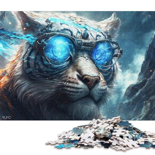 Lustiges Puzzle für Erwachsene, 1000-teiliges Tiger-Krieger-Puzzle, Holzpuzzle, Lernspiel, Herausforderungsspielzeug 75x50cm/1000 Teile von LiJianXXE