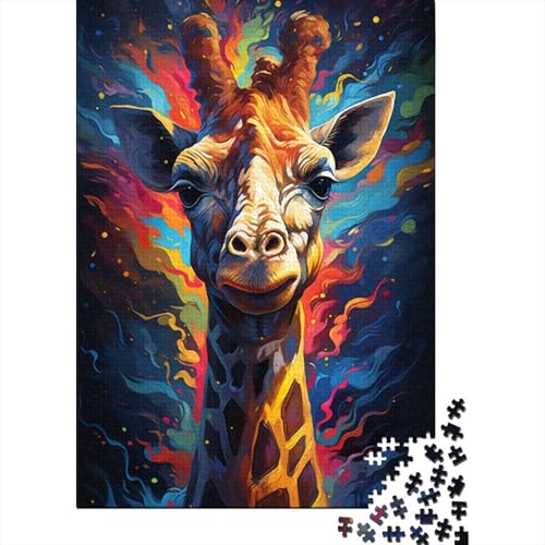 Malen, Farbe, Giraffe, Puzzle 1000 Teile, Puzzle für Erwachsene, Denkspiel, Puzzlespielzeug für Erwachsene und Kinder (Größe 75 x 50 cm) von LiJianXXE