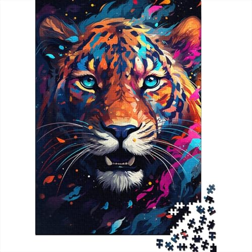 Malen von bunten Leoparden-Puzzles, 1000 Teile, Puzzle für Erwachsene, Denkspiel, Puzzle-Spielzeug für Erwachsene und Kinder (Größe 75 x 50 cm) von LiJianXXE