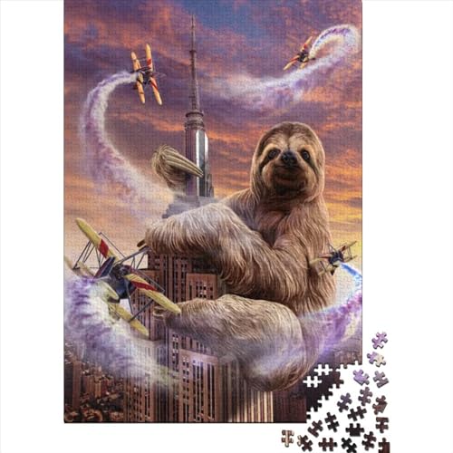 Monster King Faultier 500 Teile Puzzle für Erwachsene Holzpuzzles für Teenager Geschenke Nachhaltiges Puzzle für Erwachsene | Spielgröße 52x38cm von LiJianXXE