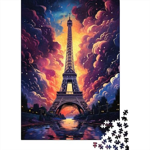 Puzzle, farbenfrohes Eiffelturm-Puzzle für Erwachsene, 1000 Teile, Holzpuzzle, Wandkunst, Puzzlespiele (Größe 75 x 50 cm) von LiJianXXE