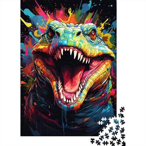 Puzzle, farbenfrohes Gemälde, Krokodil-Puzzle für Erwachsene, 1000 Teile, Holzpuzzle, Wandkunst, Puzzlespiele (Größe 75 x 50 cm) von LiJianXXE